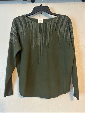 Siren Lily Olive Green Embellished Long Sleeve Sweatshirt